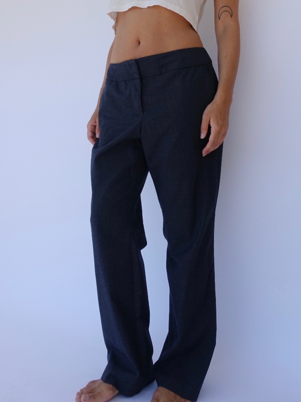 Grey bootcut trouser pants